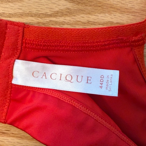 Cacique Lane Bryant Red Lace Boost Plunge Underwire Bra Size 44DD - Picture 4 of 7